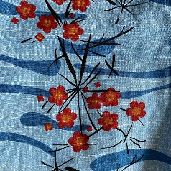 Roark Revival Mens Blue Cotton Tropical Summer Vacation Button Up Shirt-Sz-L - Picture 5 of 15